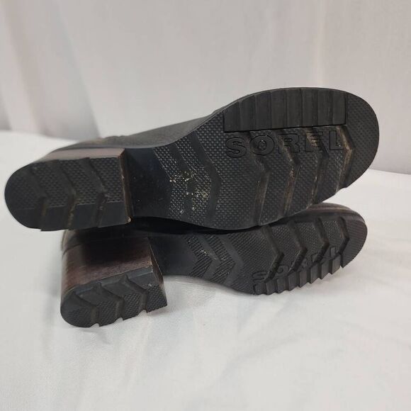 Sorel Women Size 8.5 Cate Cutout Black Leather Waterproof Bootie Boots - Picture 7 of 8